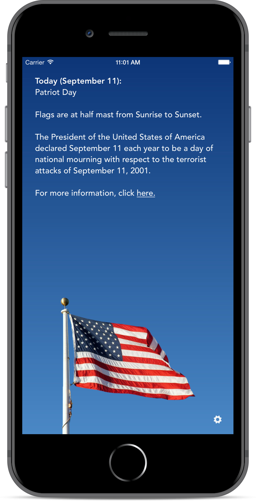 Screenshot of the Half Staff App.